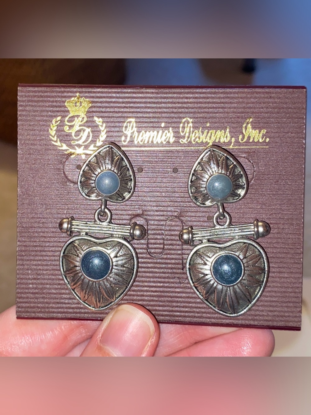 Premier Designs Etruscan Silver Tone Heart Earrings